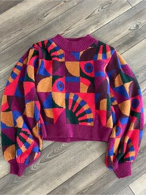 FARM Rio Graphic Toucans Sweater Sz S